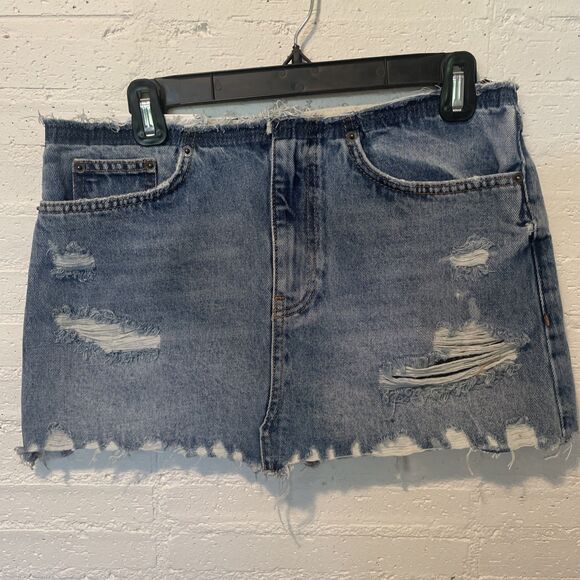 Zara Women’s The Rail Waist Skirt In Medium Blue Size Small New With Tags - Picture 1 of 4